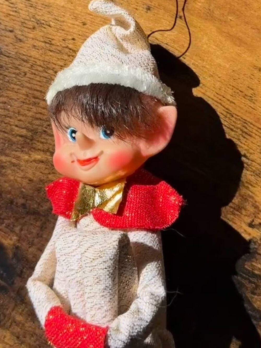 Vintage Knee Hugger Elf Metallic Gold Suit Brown Hair Japan